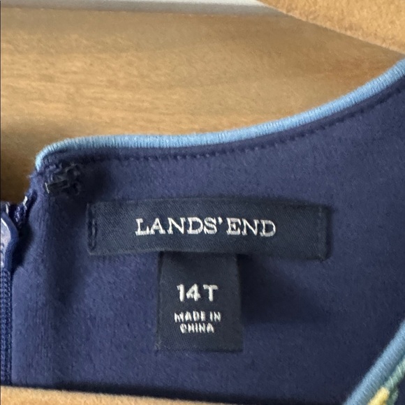 Lands End Sleeveless Floral Sheath Dress Womens 14 Tall Cotton pockets Preppy - Picture 9 of 13